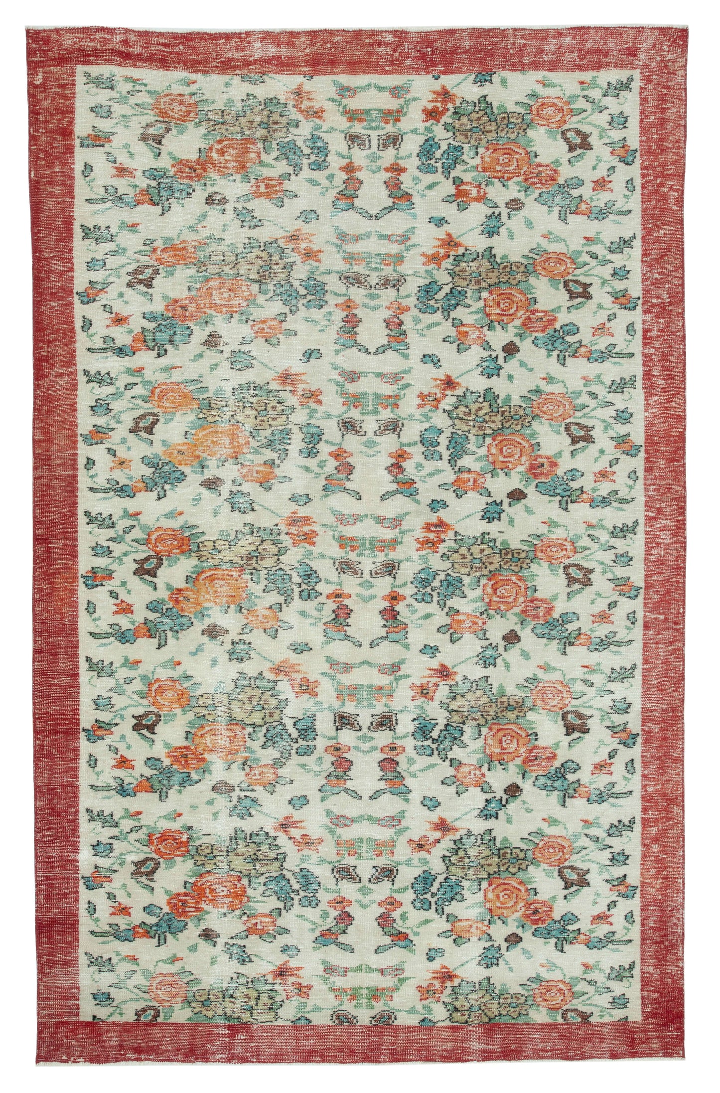 6x10 Beige Turkish Vintage Area Rug - 24930