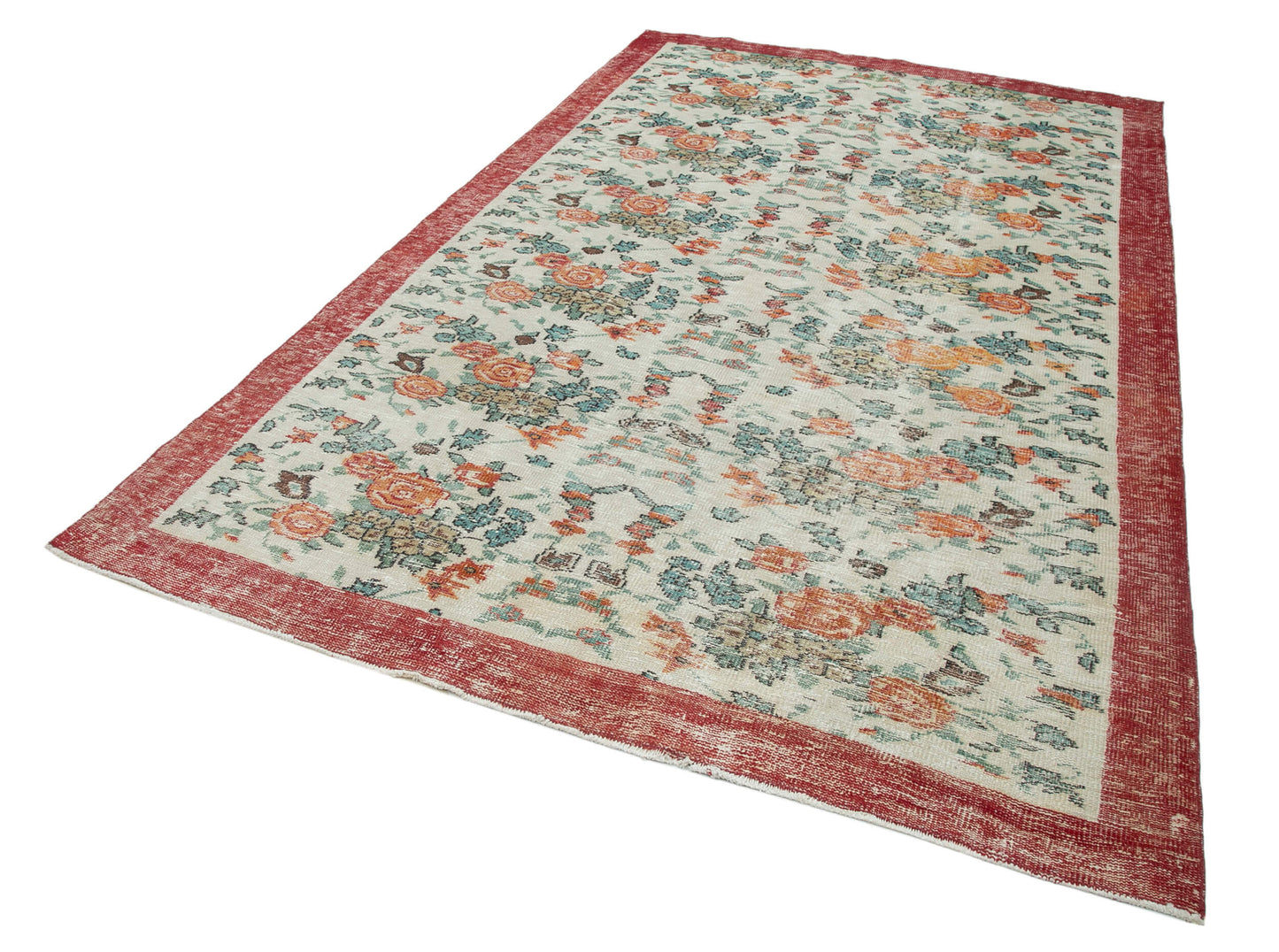 6x10 Beige Turkish Vintage Area Rug - 24930