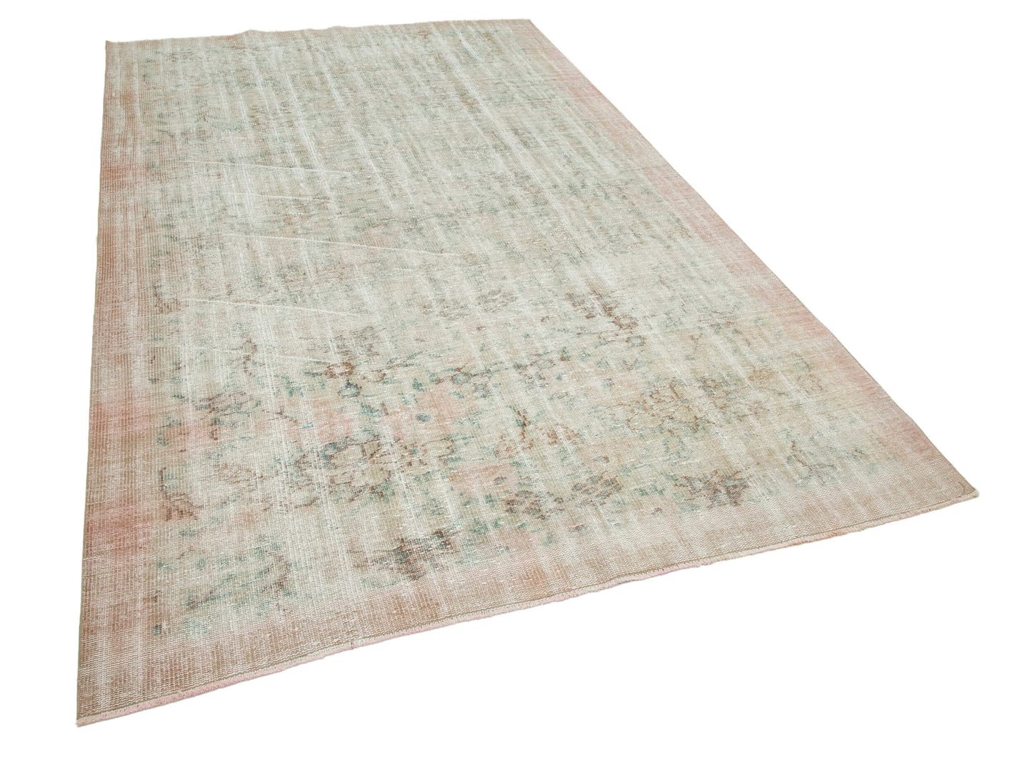 6x9 Beige Turkish Vintage Area Rug - 24964