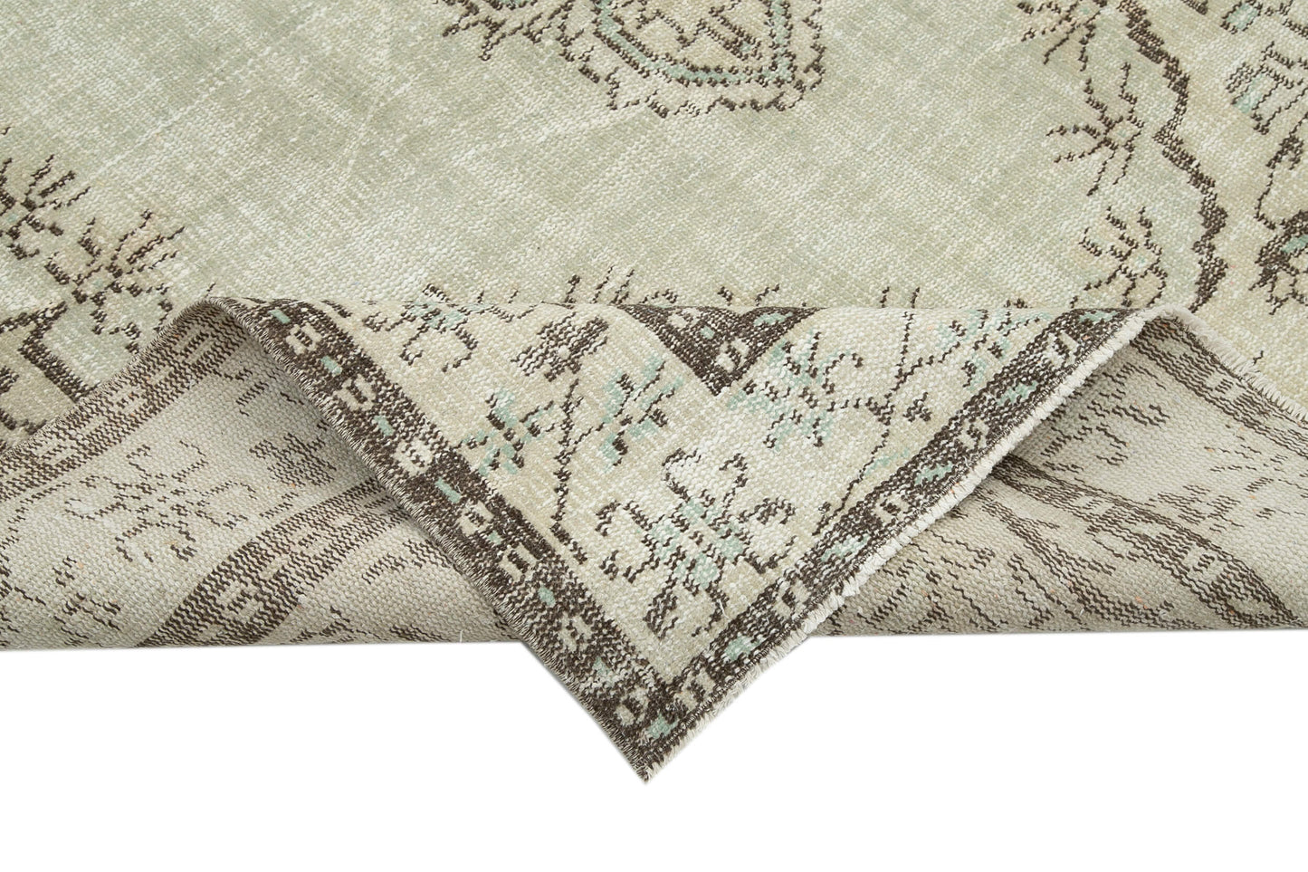 6x9 Beige Turkish Vintage Area Rug - 25009