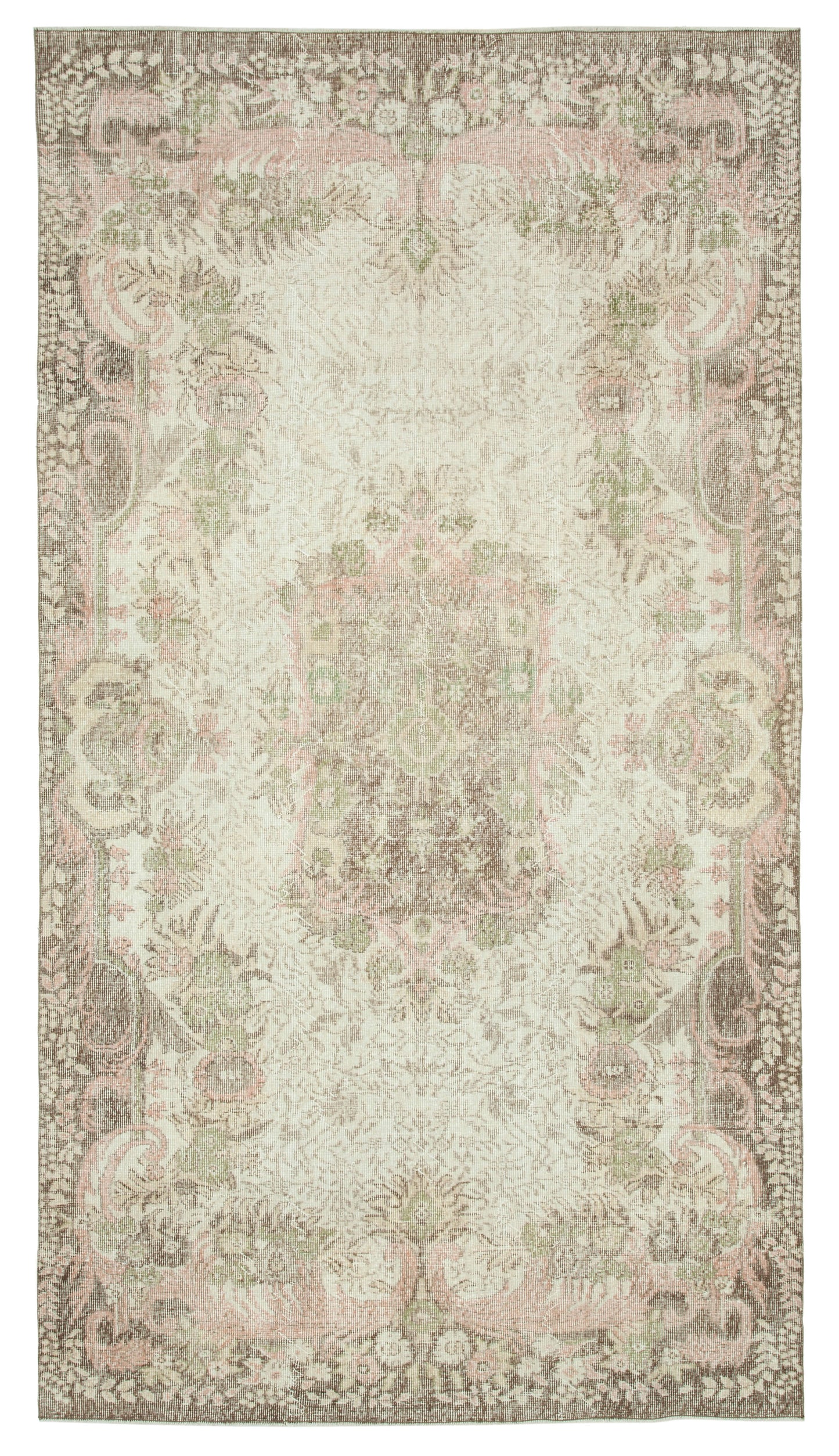 6x11 Beige Turkish Vintage Area Rug - 25013