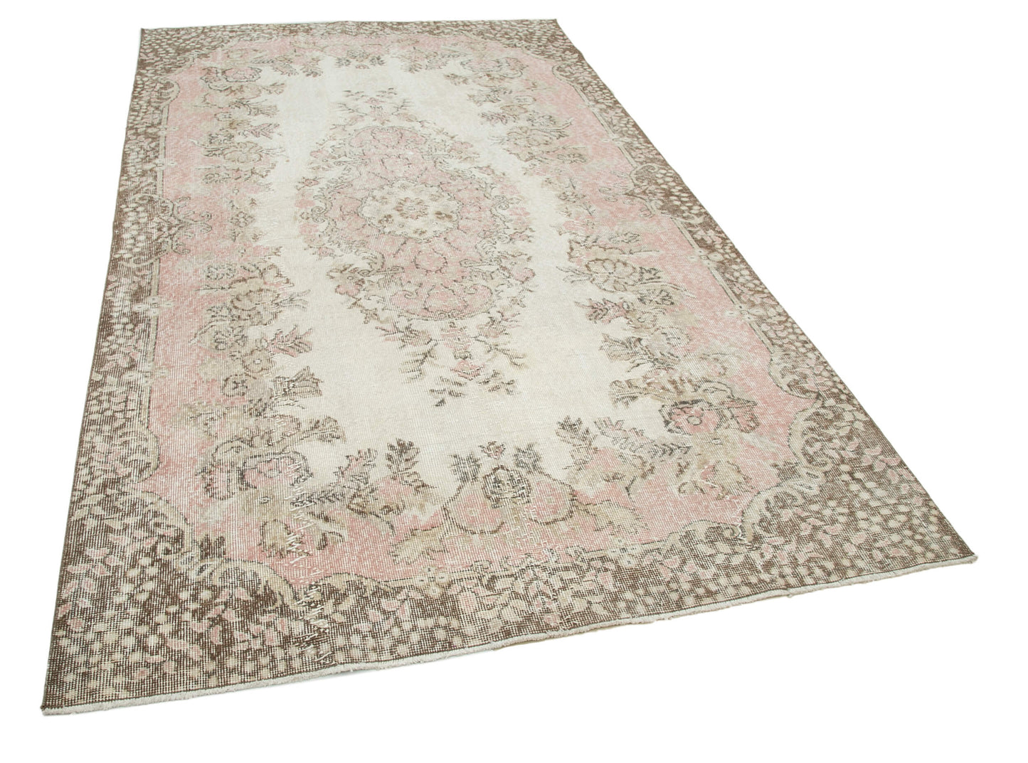 6x9 Beige Turkish Vintage Area Rug - 25025
