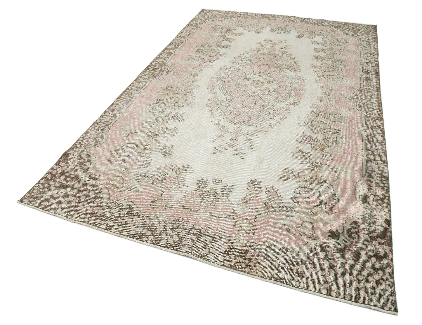 6x9 Beige Turkish Vintage Area Rug - 25025