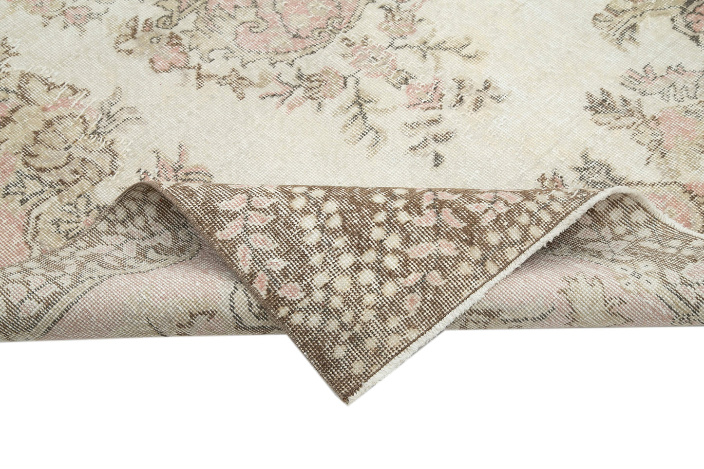 6x9 Beige Turkish Vintage Area Rug - 25025