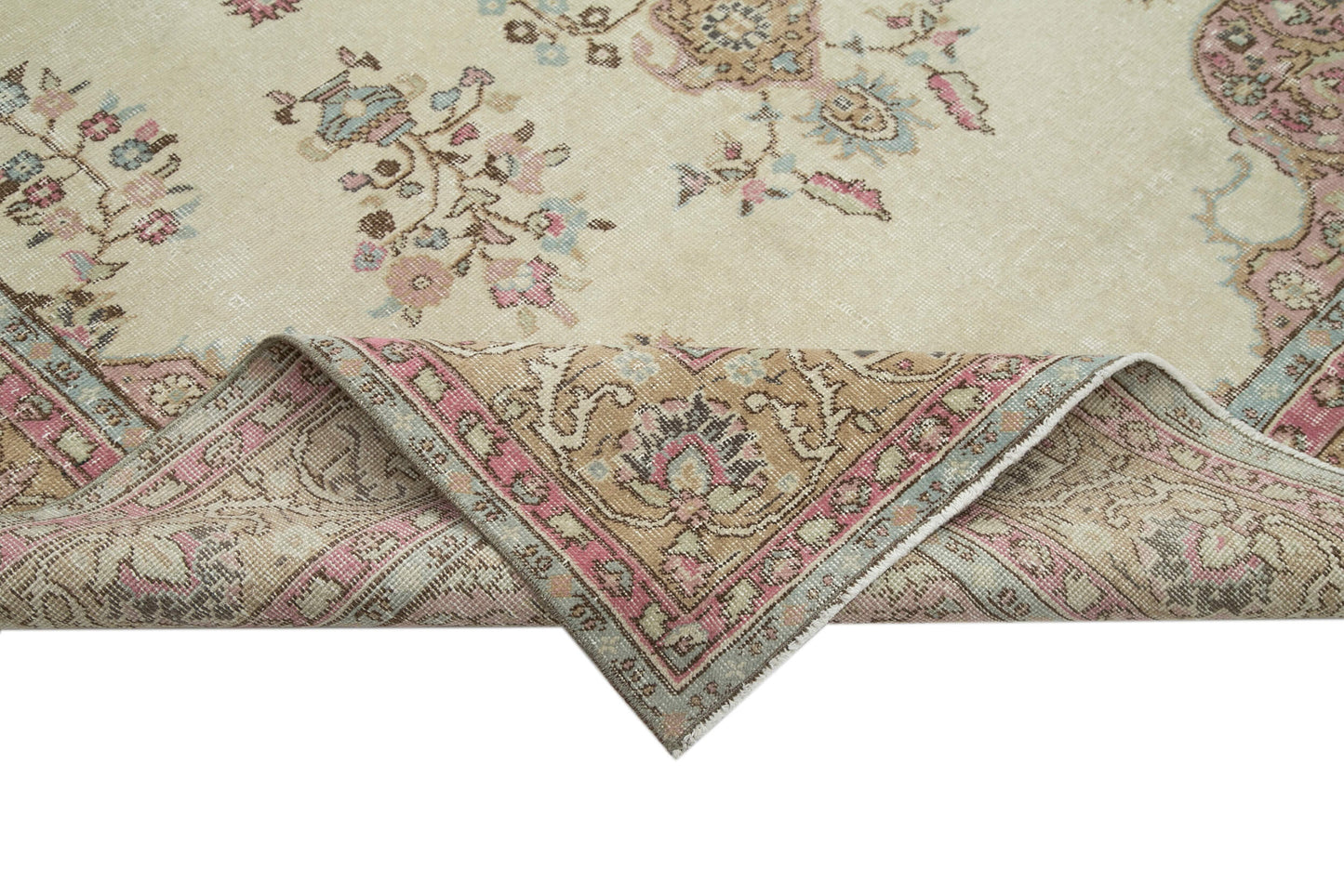 6x10 Beige Turkish Vintage Area Rug - 25054