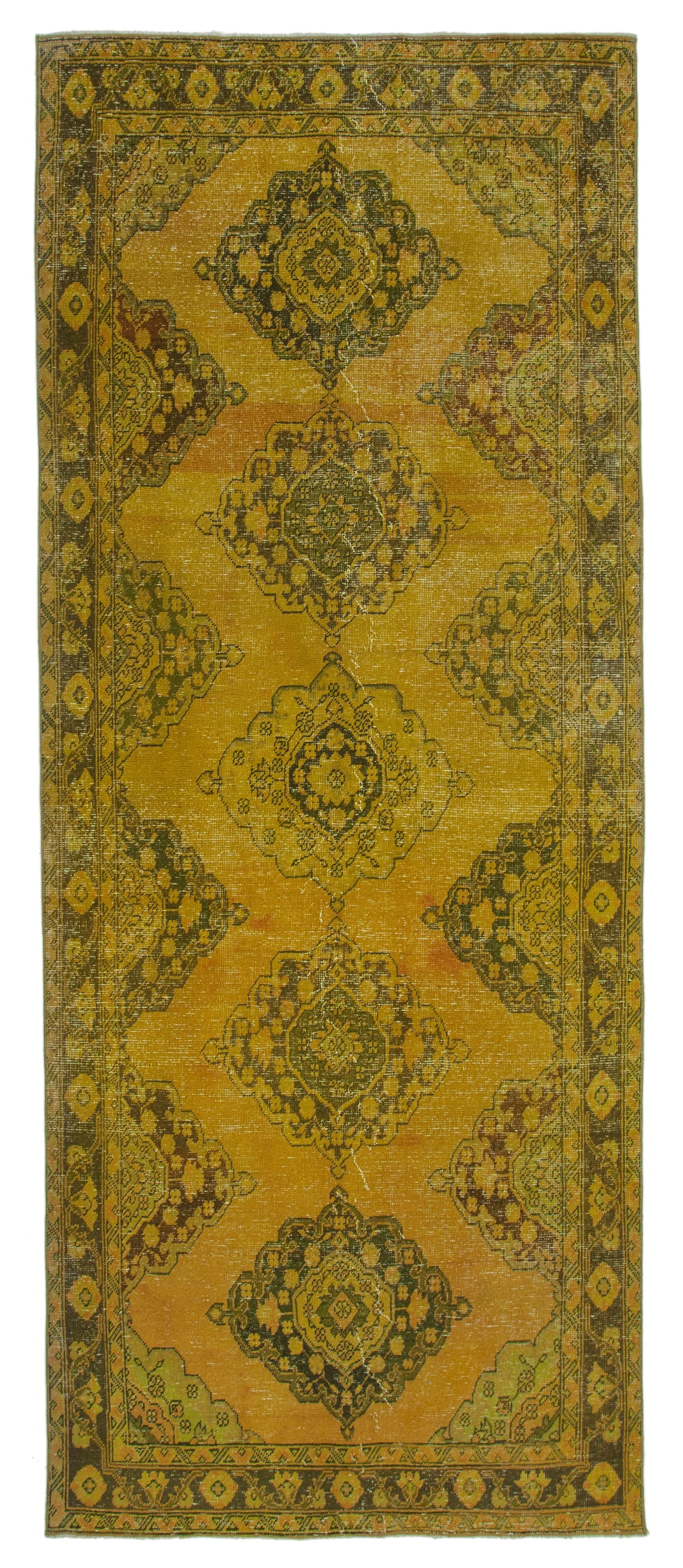 5x12 Yellow Turkish Over Dyed Runner Rug - 2507