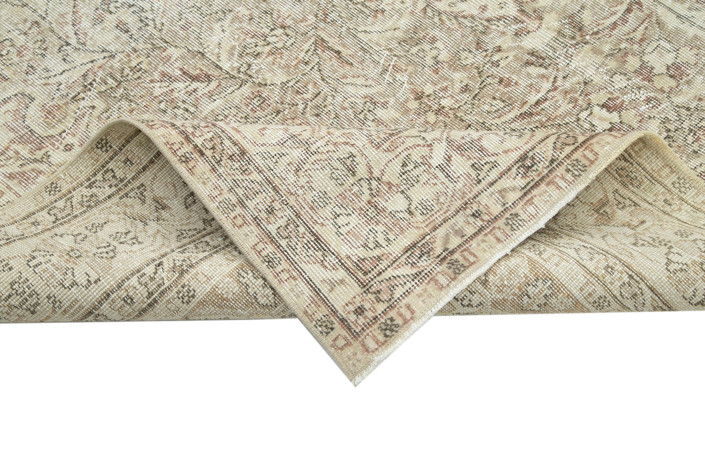 7x10 Beige Turkish Vintage Area Rug - 25154