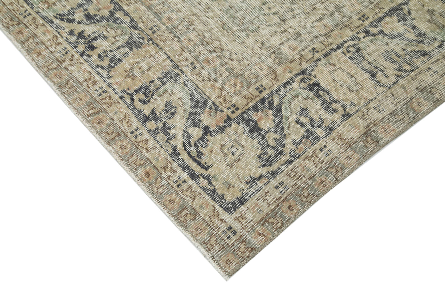 7x10 Beige Turkish Vintage Area Rug - 25188