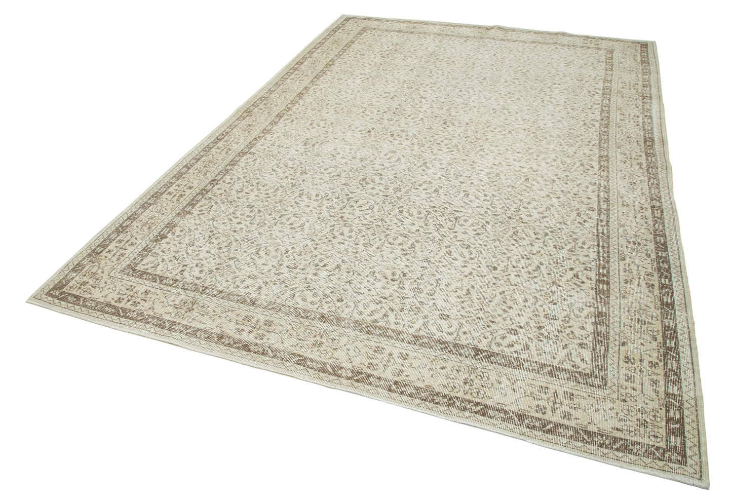 7x10 Beige Turkish Vintage Area Rug - 25198