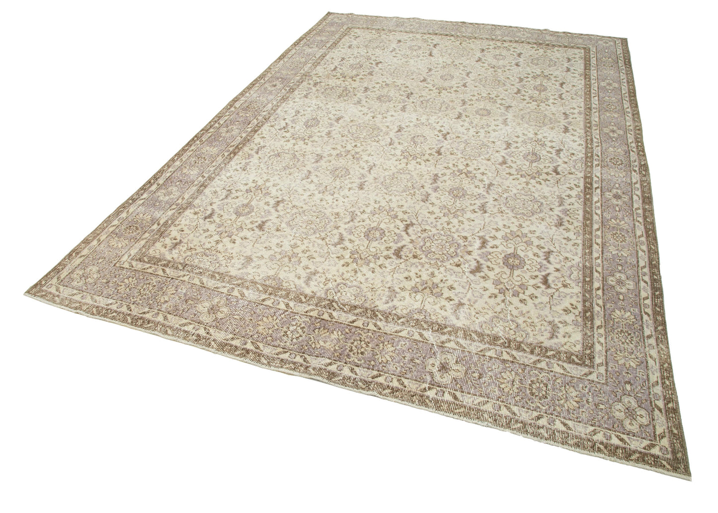 7x10 Beige Turkish Vintage Area Rug - 25199
