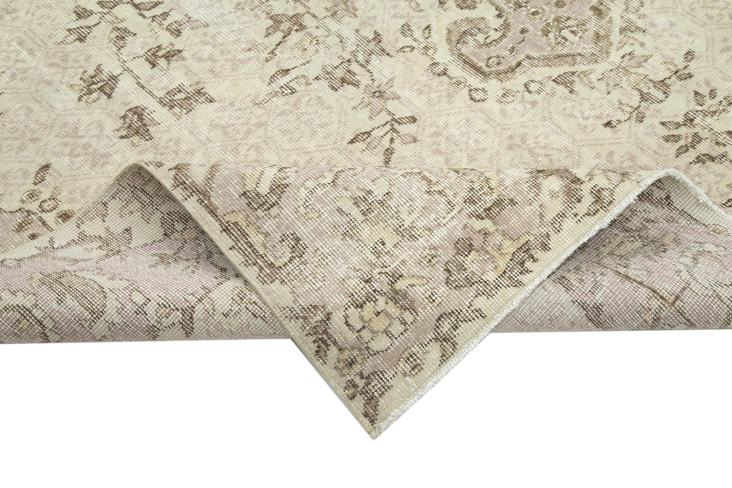 7x10 Beige Turkish Vintage Area Rug - 25227