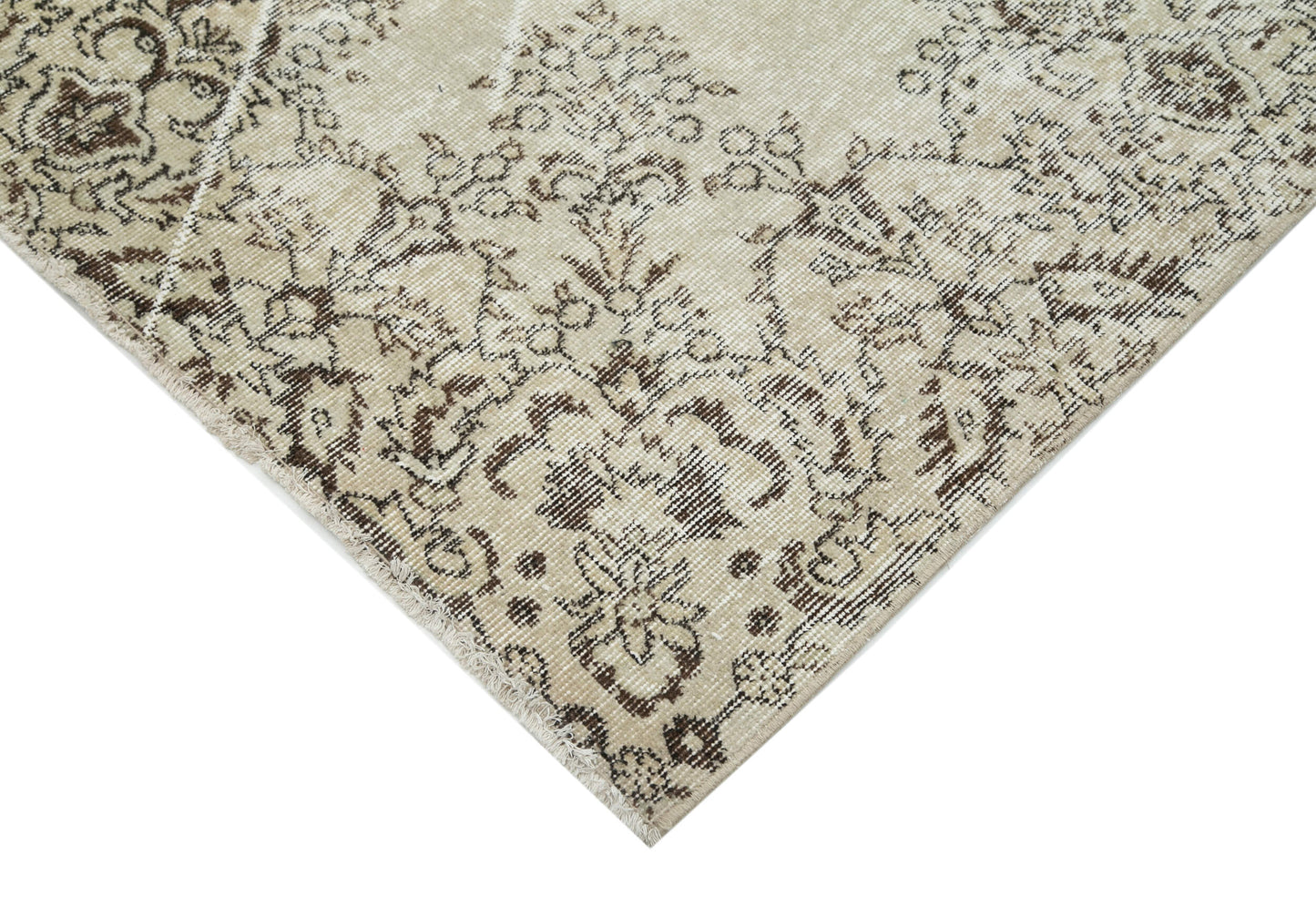 7x10 Beige Turkish Vintage Area Rug - 25312