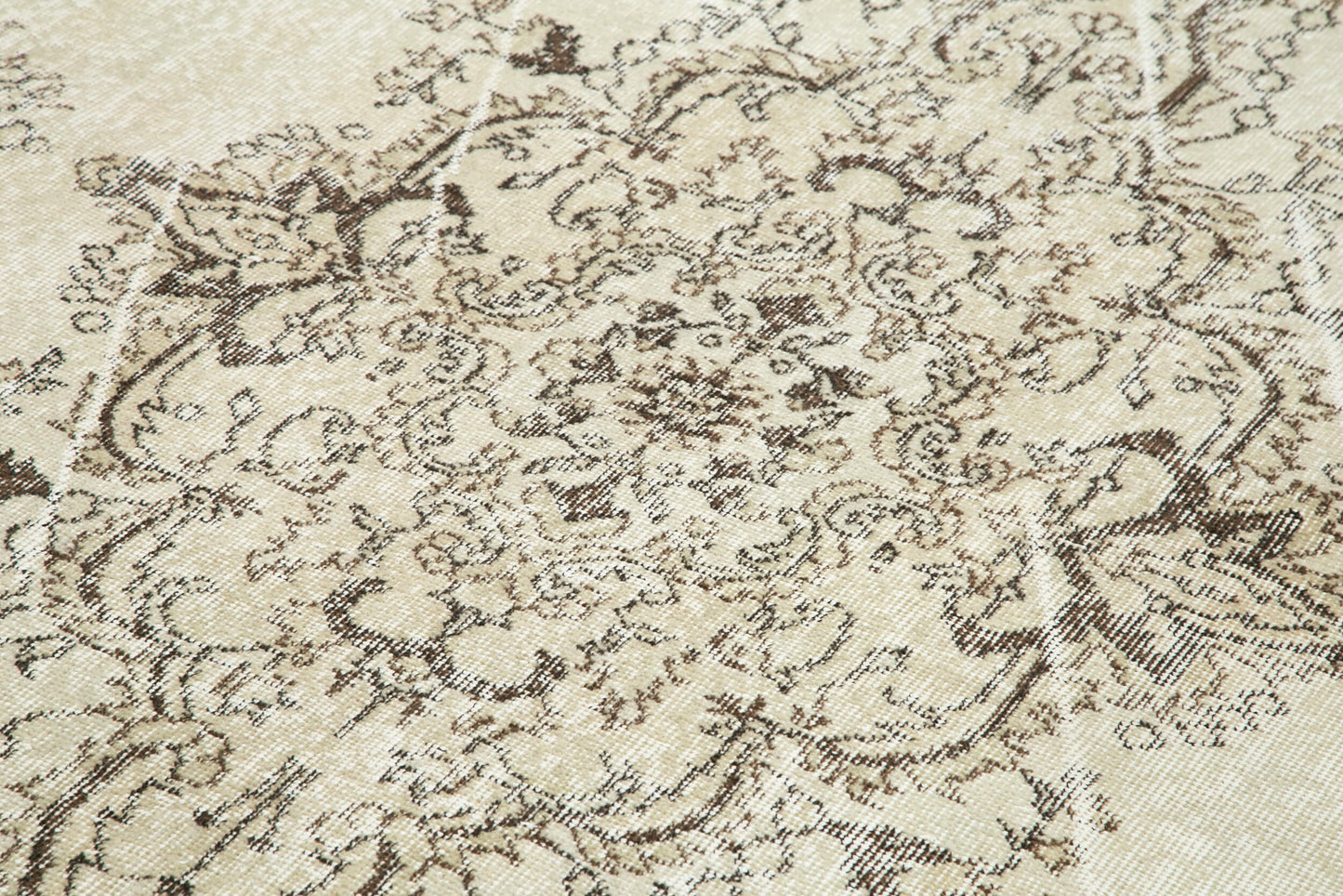 7x10 Beige Turkish Vintage Area Rug - 25312