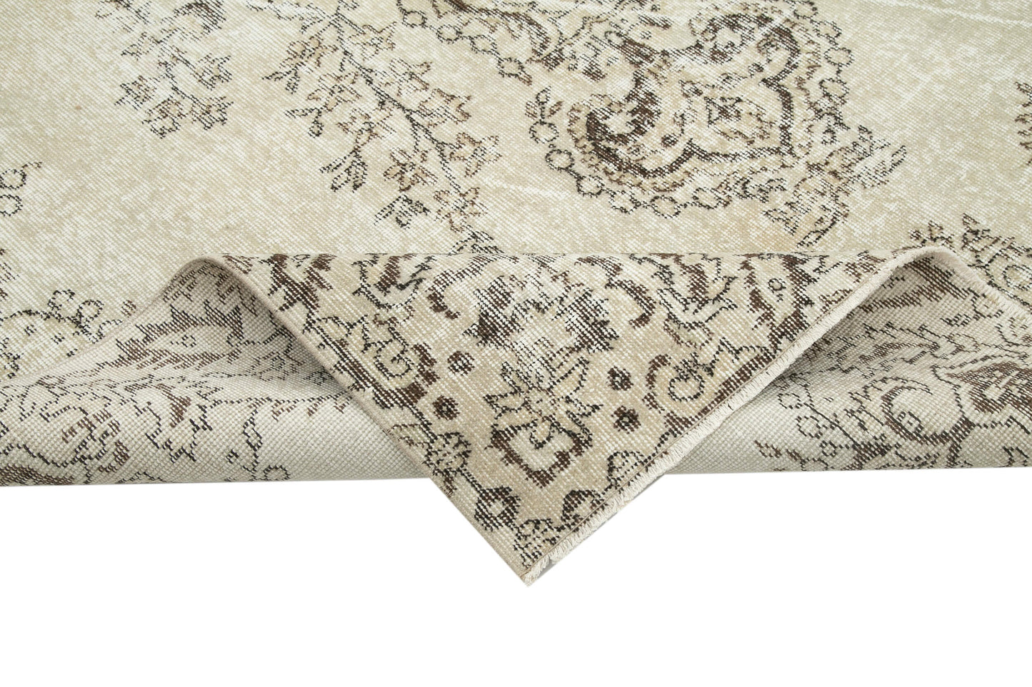 7x10 Beige Turkish Vintage Area Rug - 25312