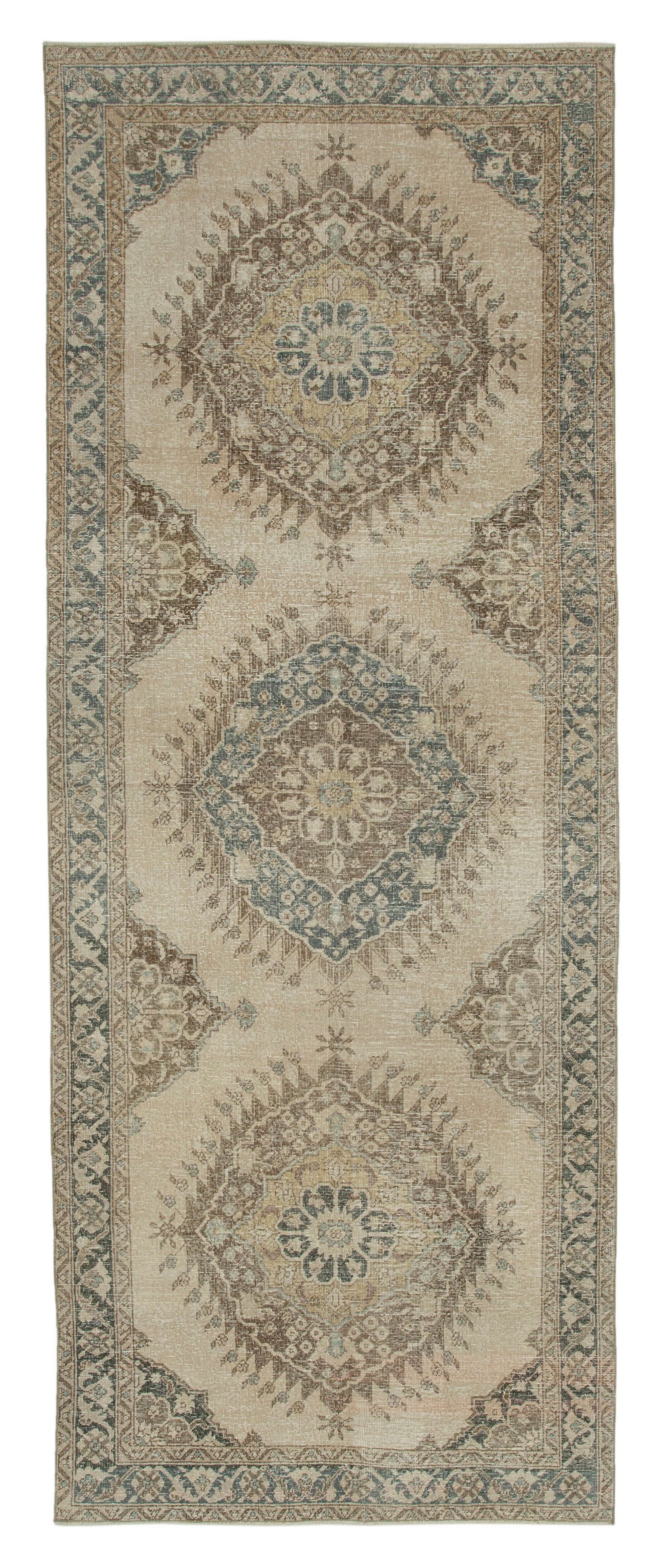 5x12 Beige Turkish Vintage Runner Rug - 28722