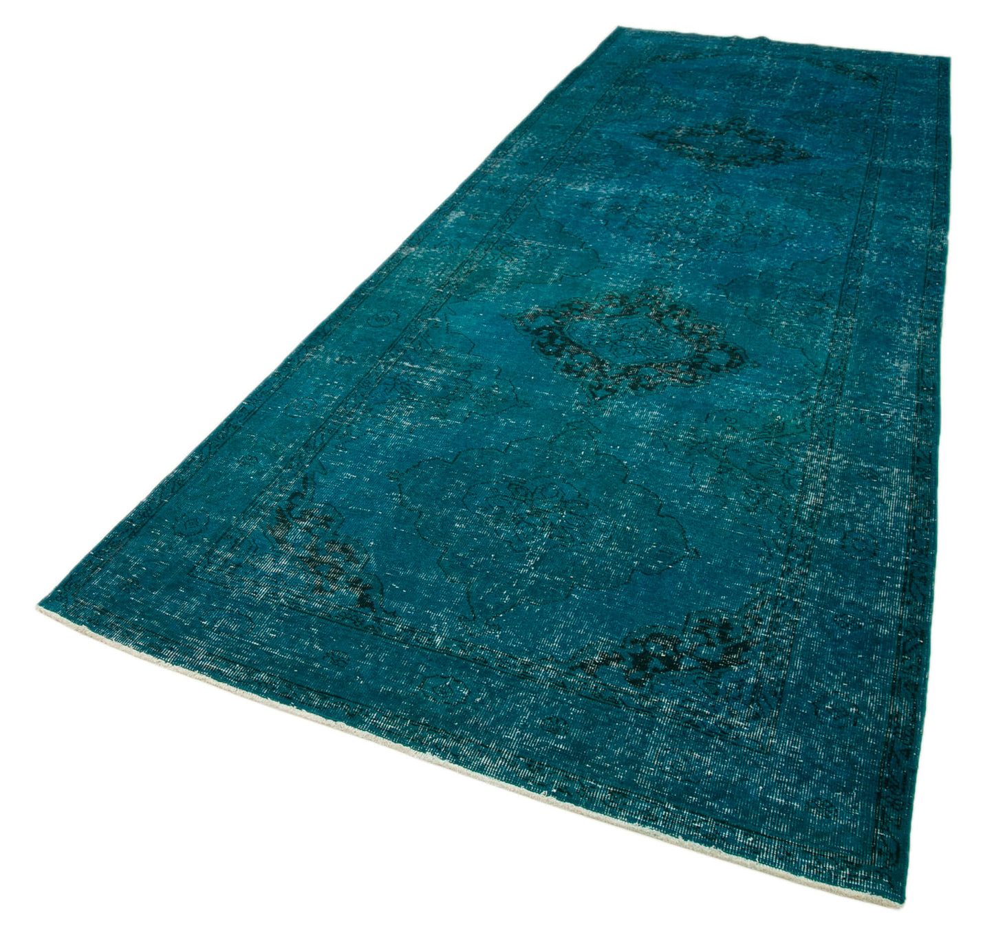 5x13 Turquoise Turkish Over Dyed Runner Rug - 28733