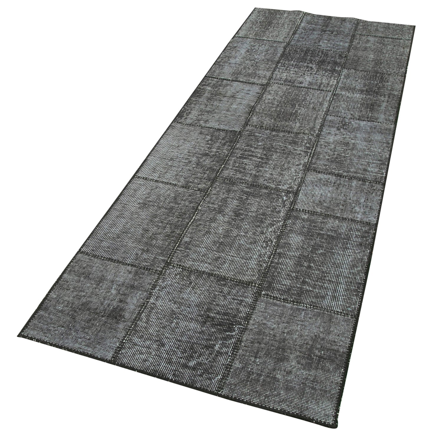 3x8 Black Patchwork Runner Rug - 28991