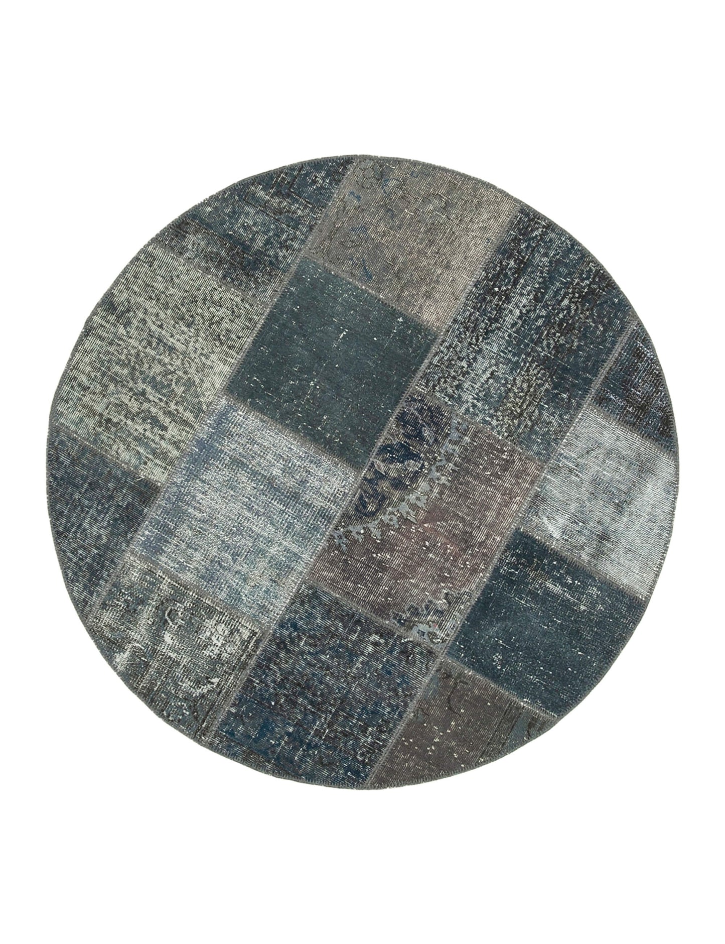 5x5 Grey Round Patchwork Rug - 29057
