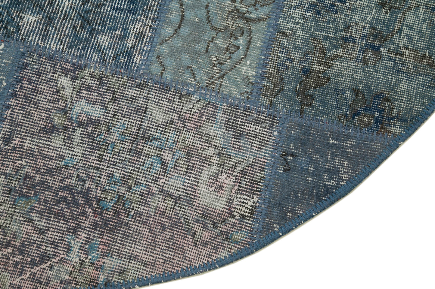 5x5 Blue Round Patchwork Rug - 29066