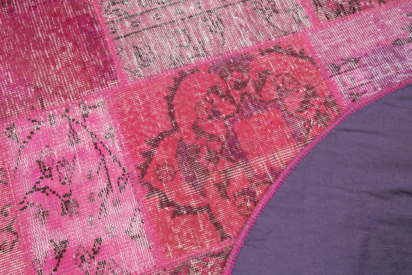 5x5 Pink Round Patchwork Rug - 29068