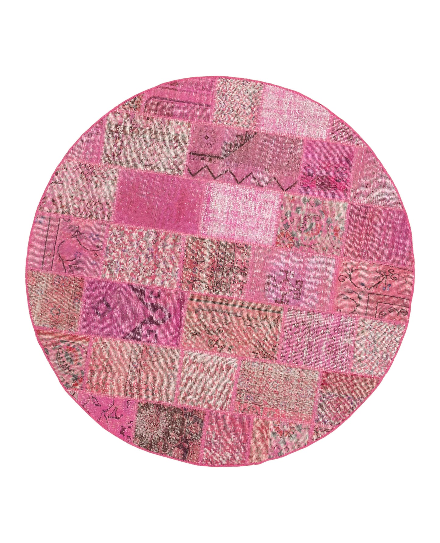 6x6 Pink Round Patchwork Rug - 29155
