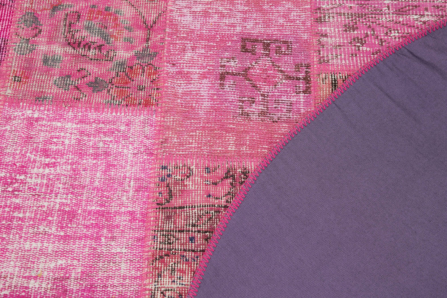6x6 Pink Round Patchwork Rug - 29155