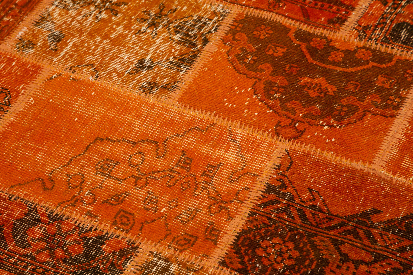 7x7 Orange Round Patchwork Rug - 29157