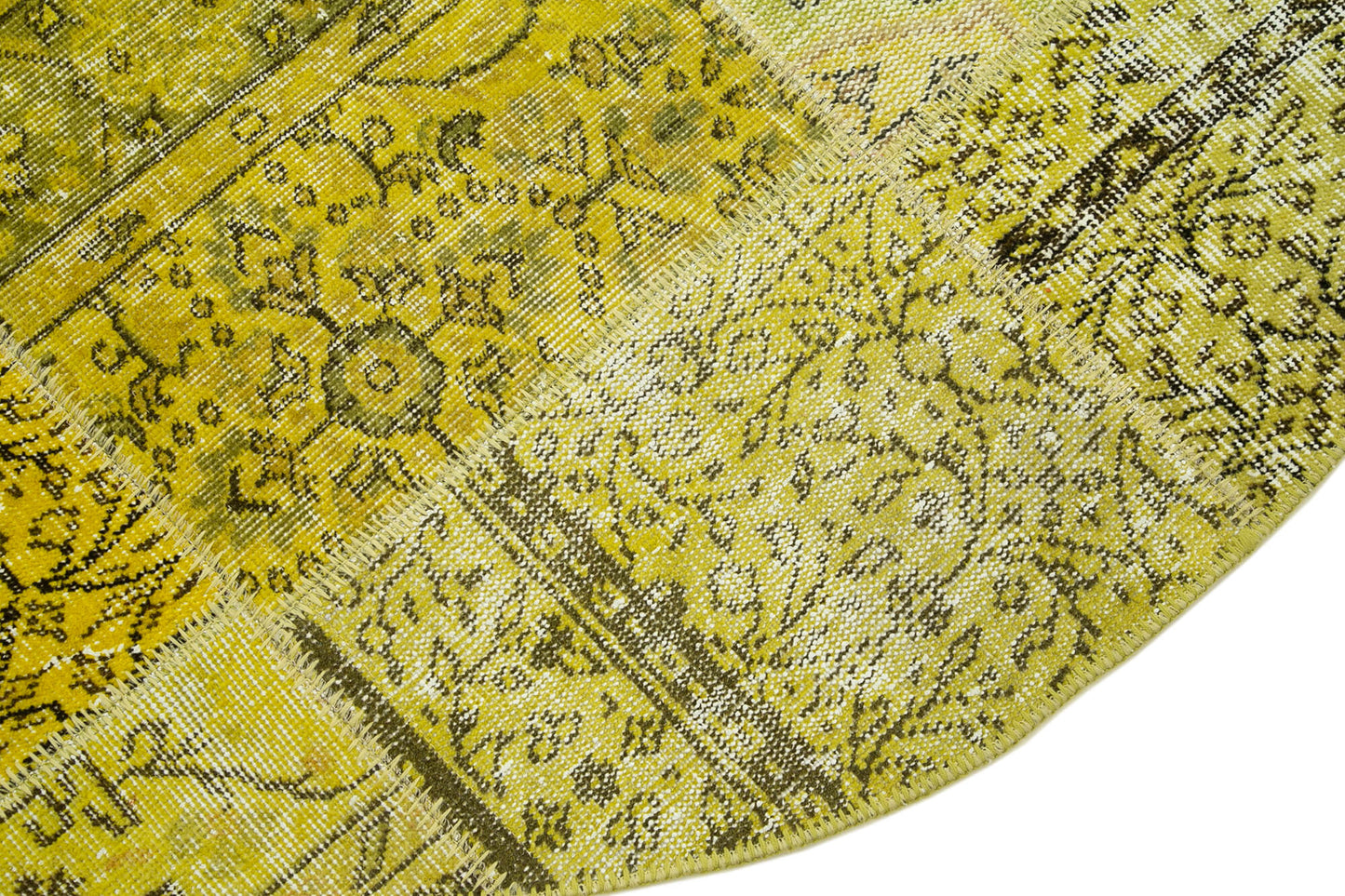 6x6 Yellow Round Patchwork Rug - 29184