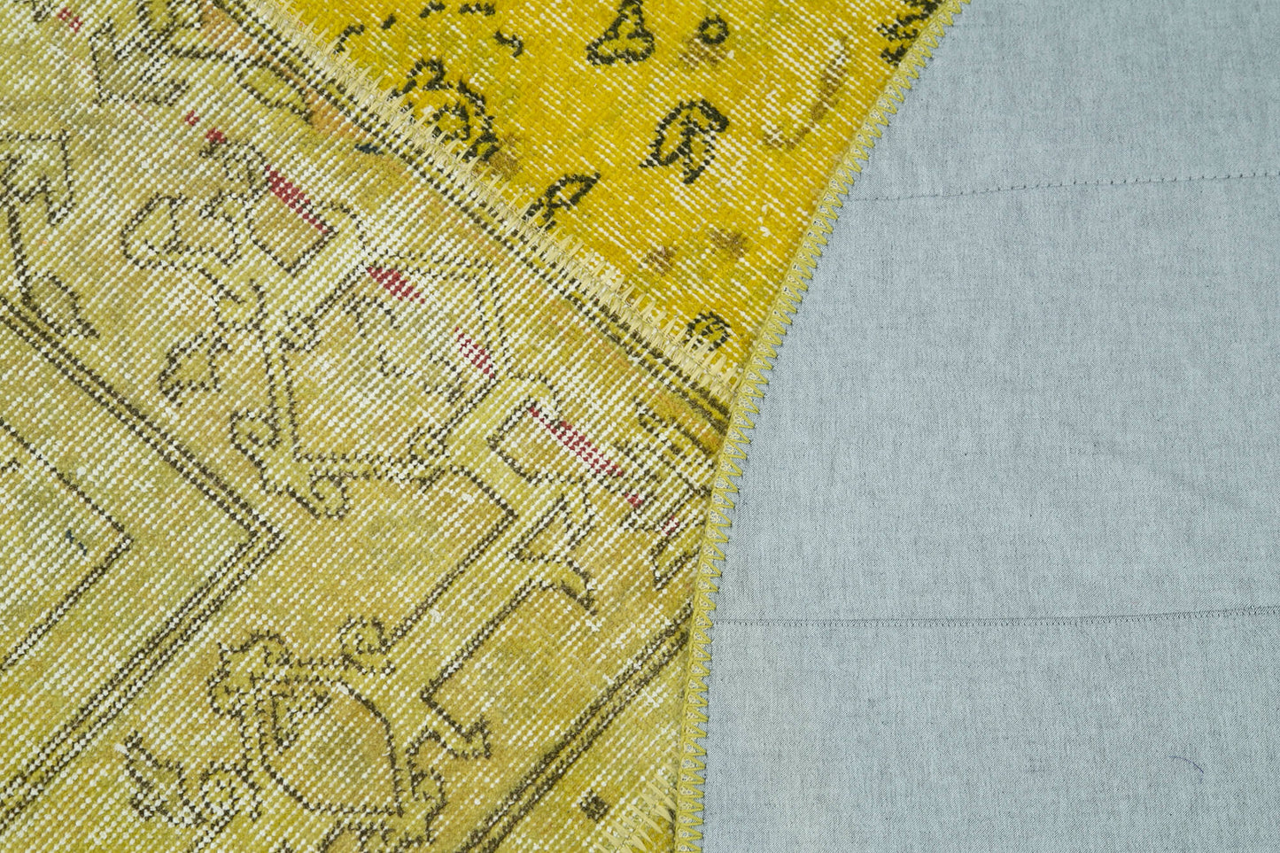 6x6 Yellow Round Patchwork Rug - 29184