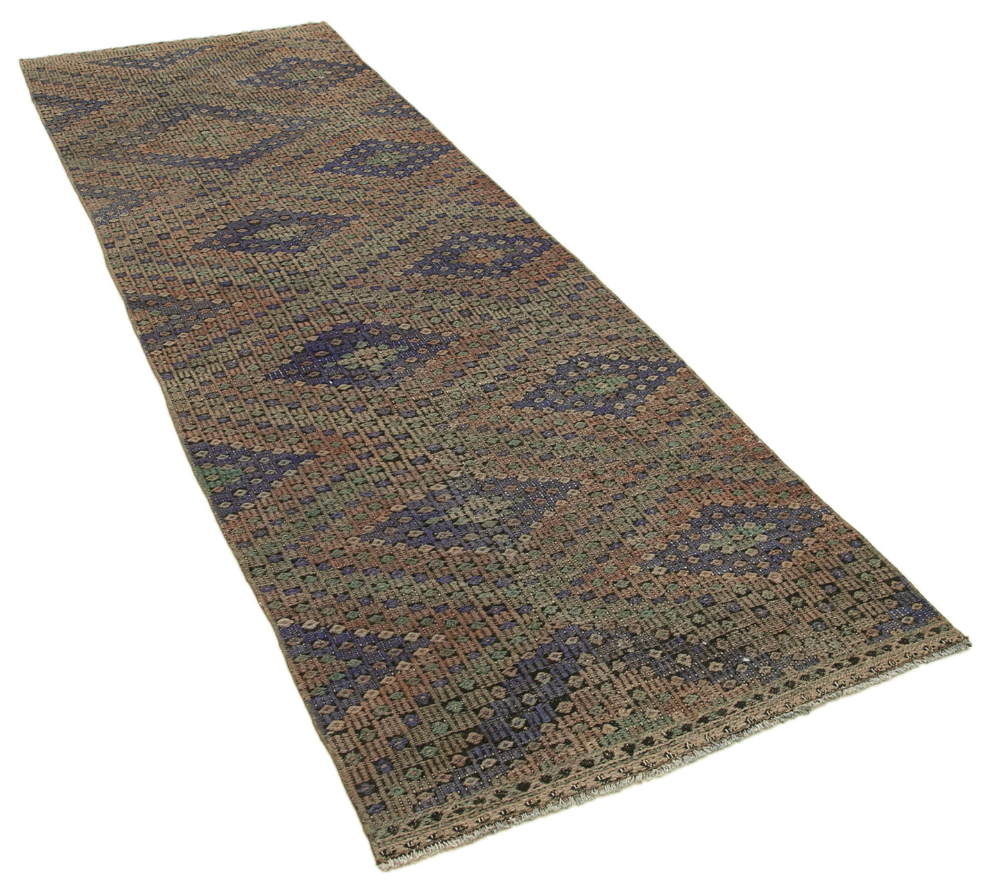 3x9 Brown Oriental Kilim Runner Rug - 29227