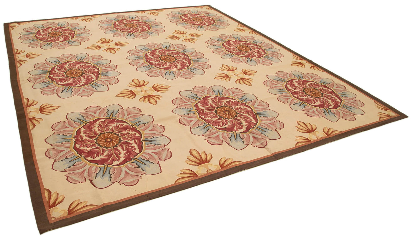 10x12 Beige Aubusson Kilim - 29470