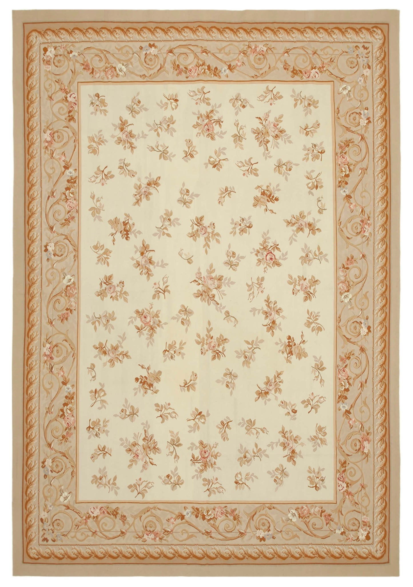 10x14 Beige Aubusson Kilim - 29495