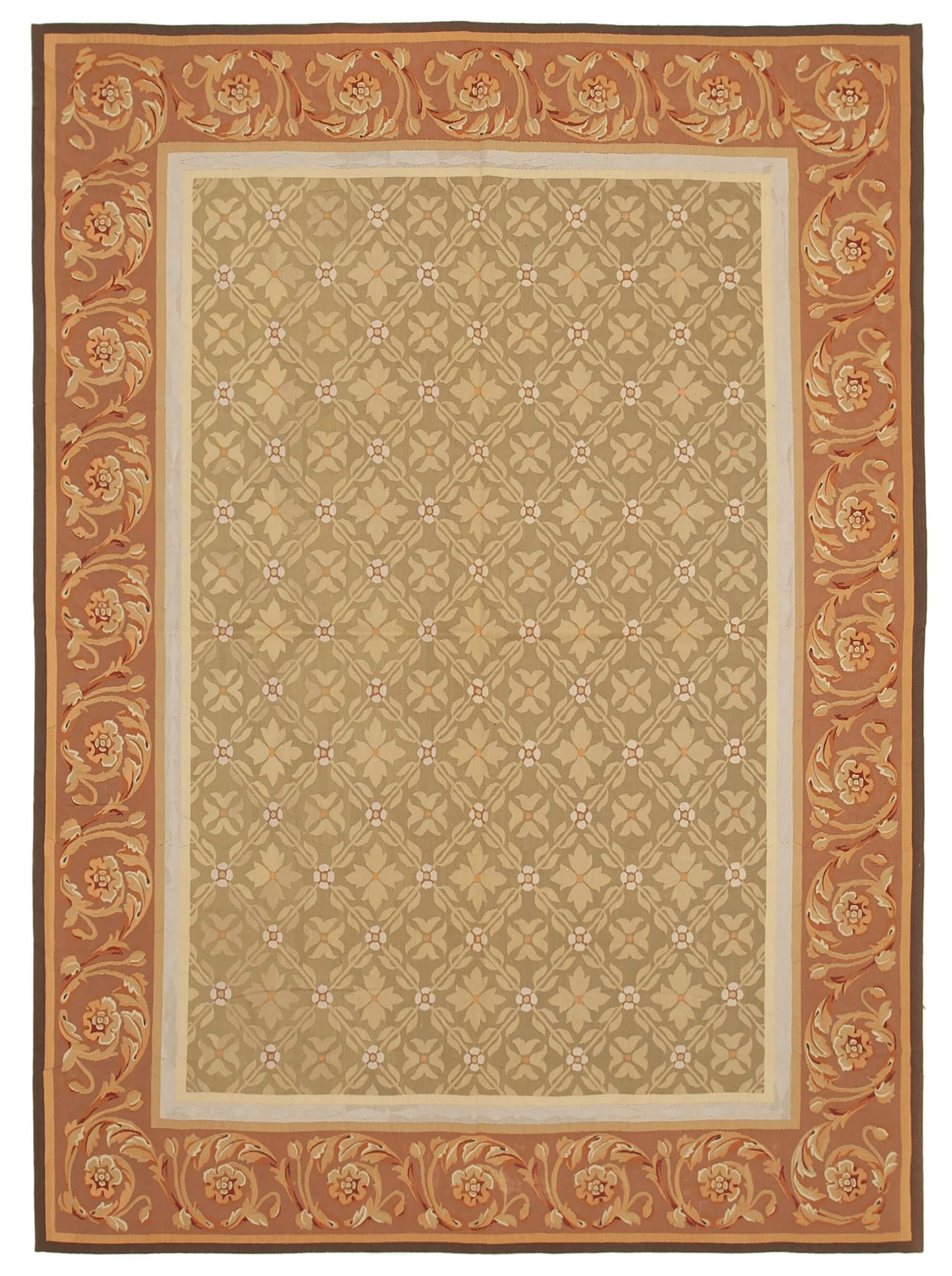 9x12 Brown Aubusson Kilim - 29499