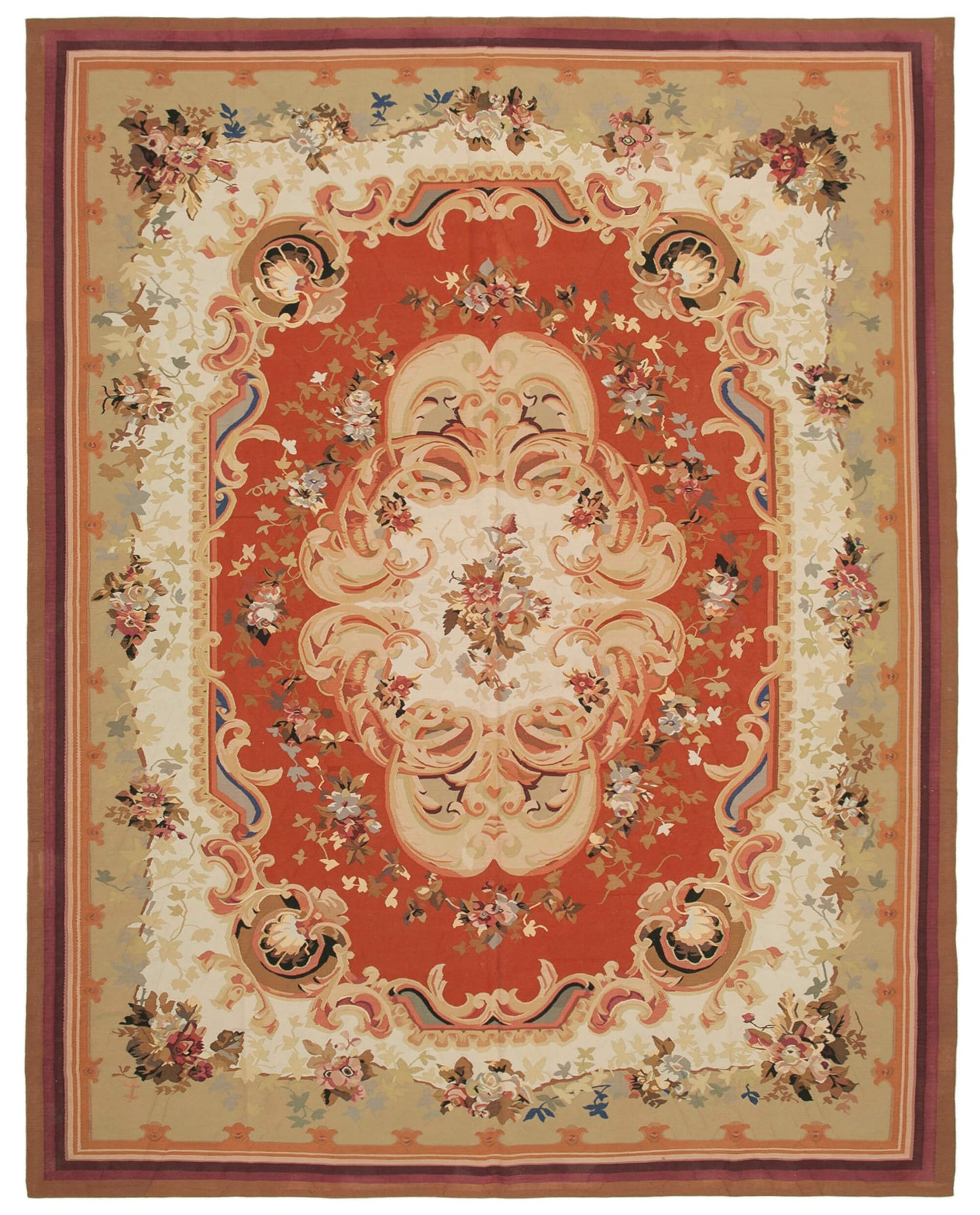 10x13 Beige Aubusson Kilim - 29520