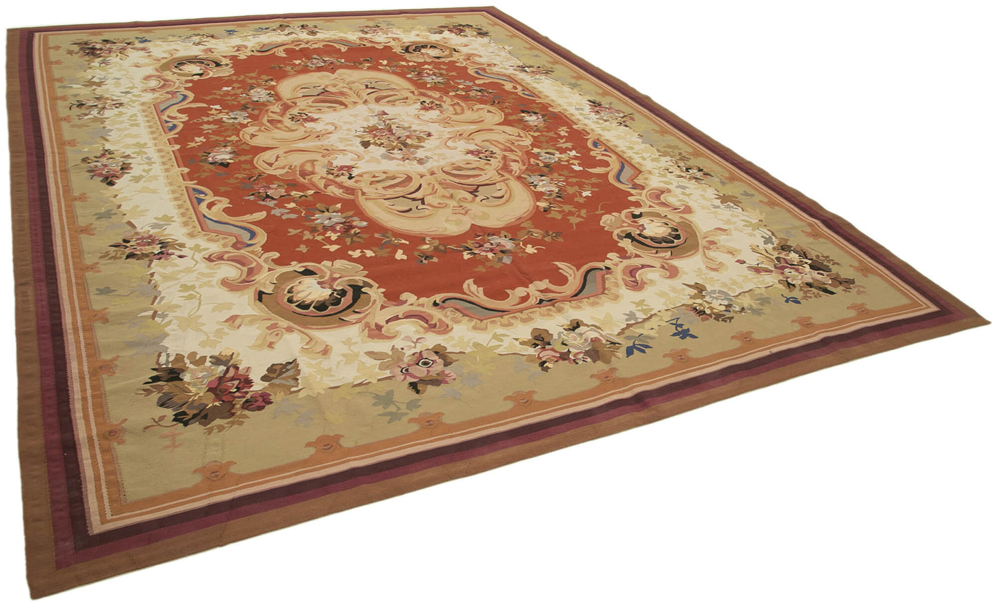 10x13 Beige Aubusson Kilim - 29520