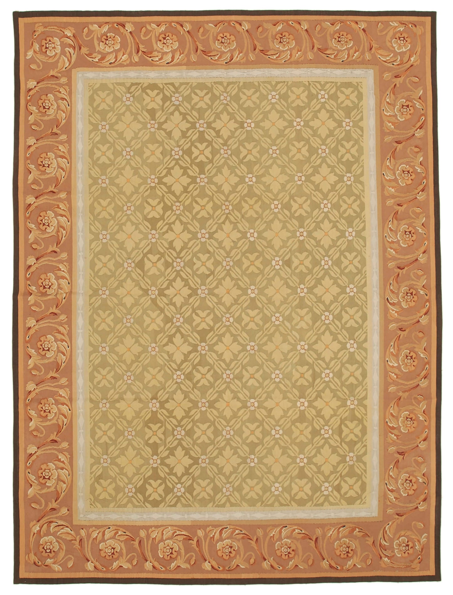 9x12 Brown Aubusson Kilim - 29535