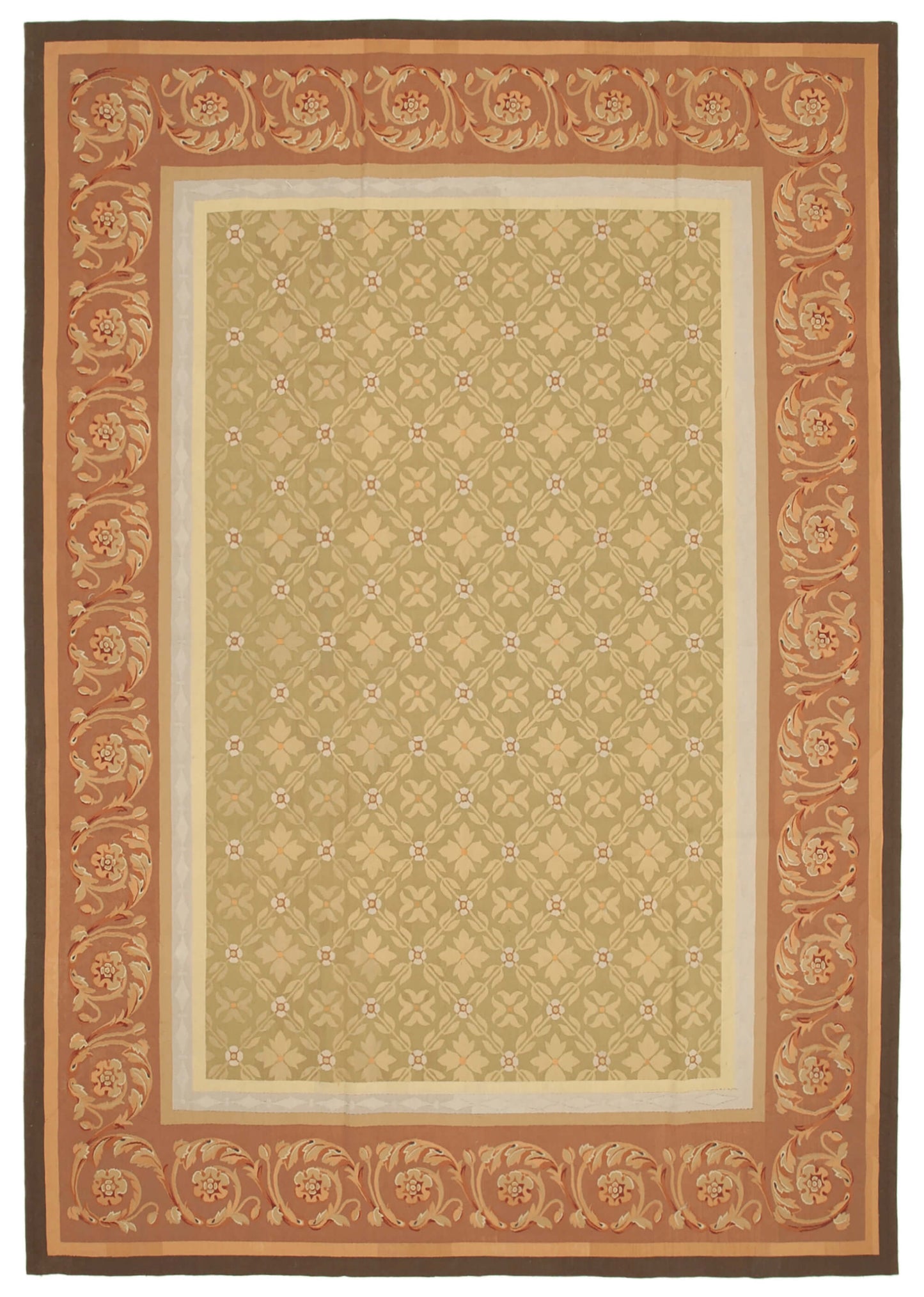 9x14 Floral Aubusson Kilim - 29553