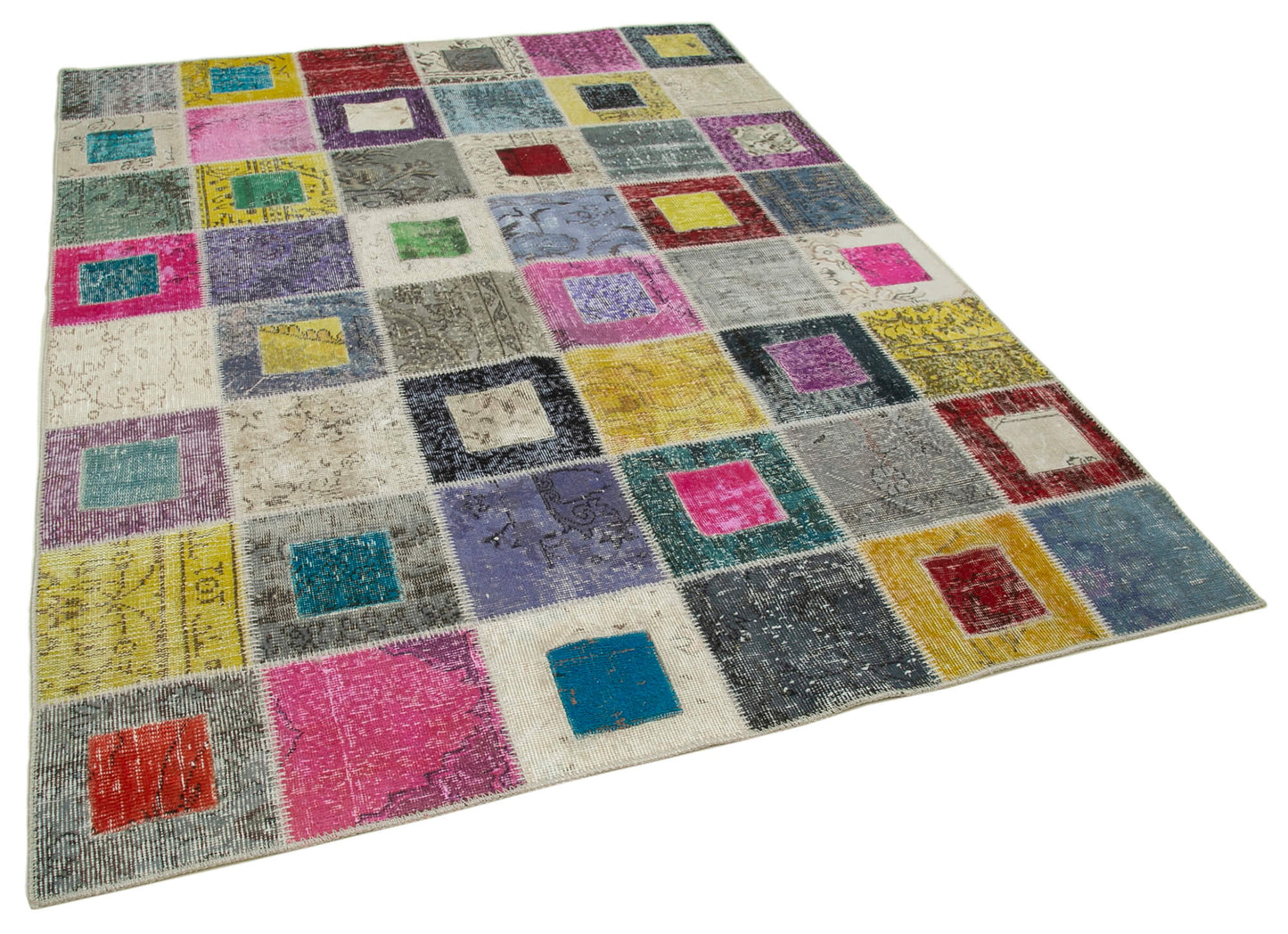 6x8 Multicolor Modern Patchwork Rug - 29590