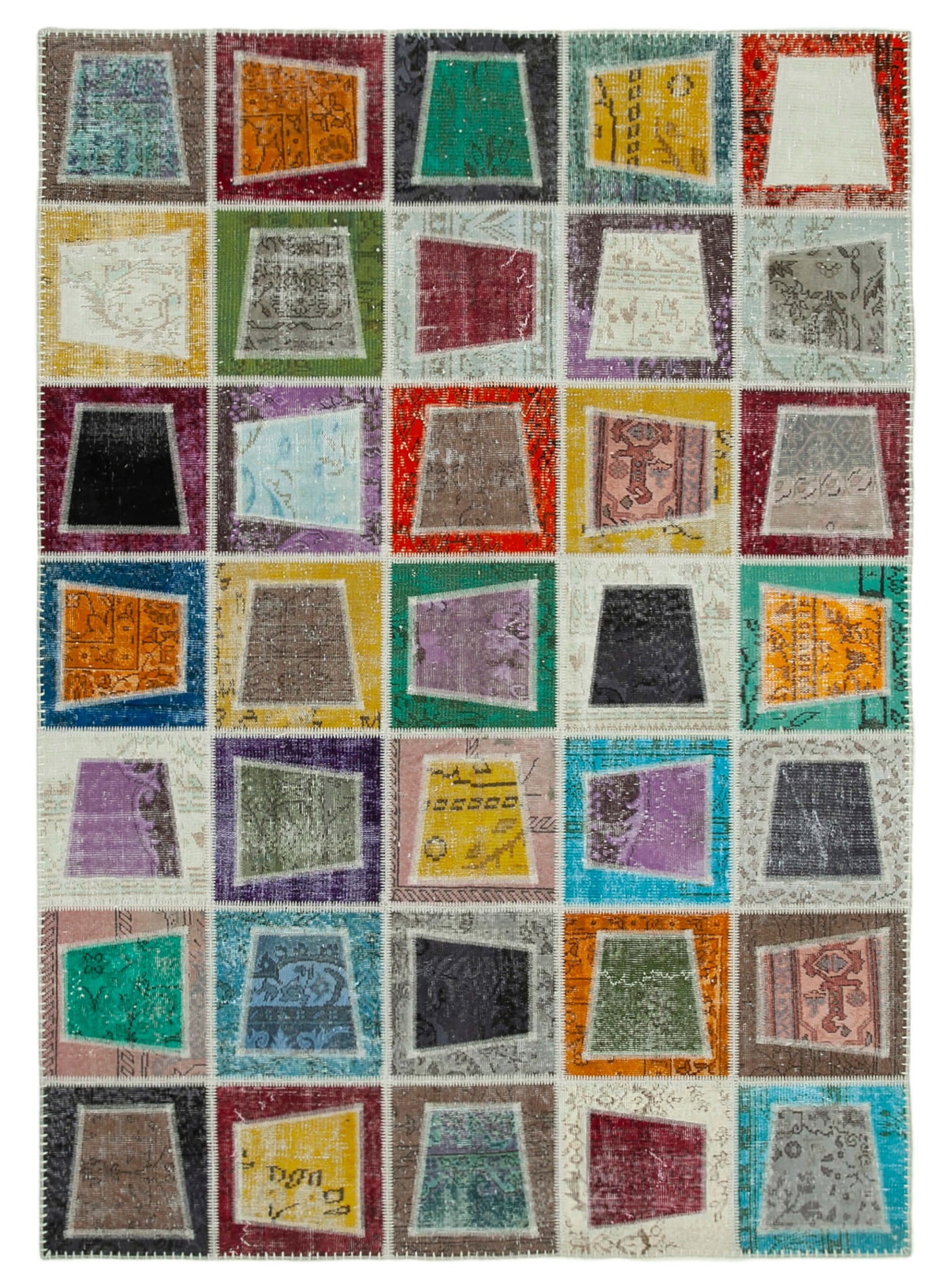 7x9 Multicolor Modern Patchwork Rug - 29636
