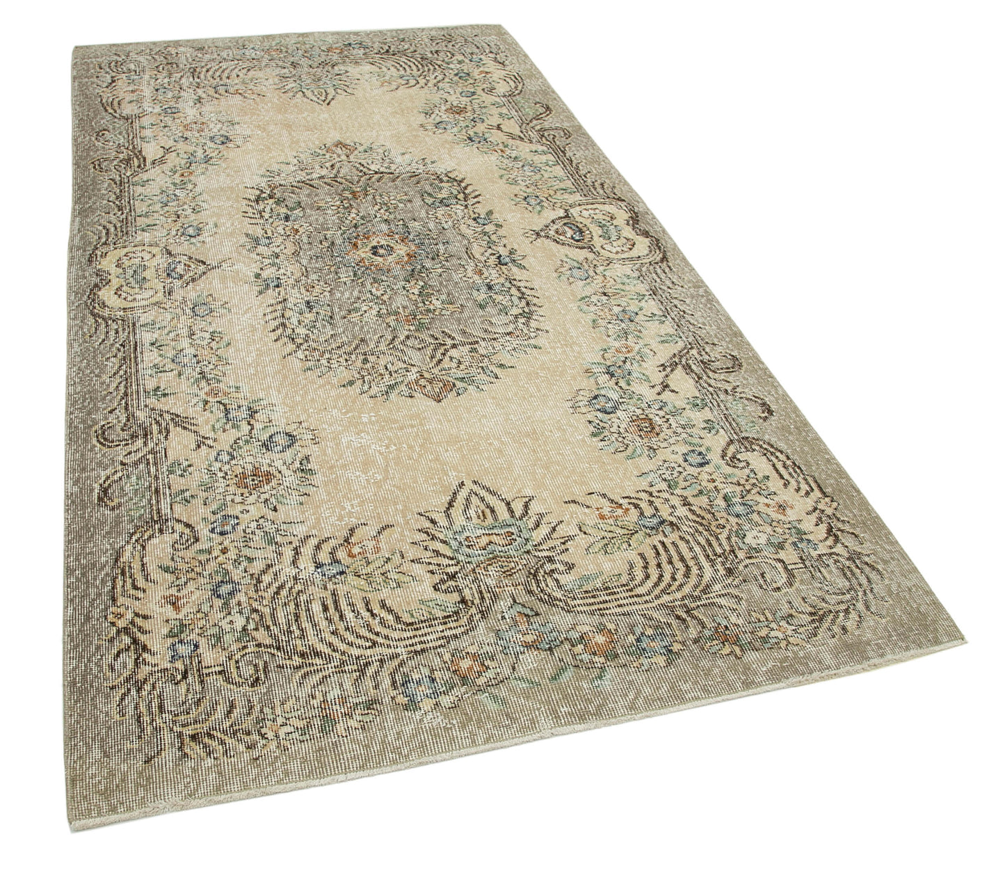 4x8 Beige Turkish Vintage Area Rug - 29780