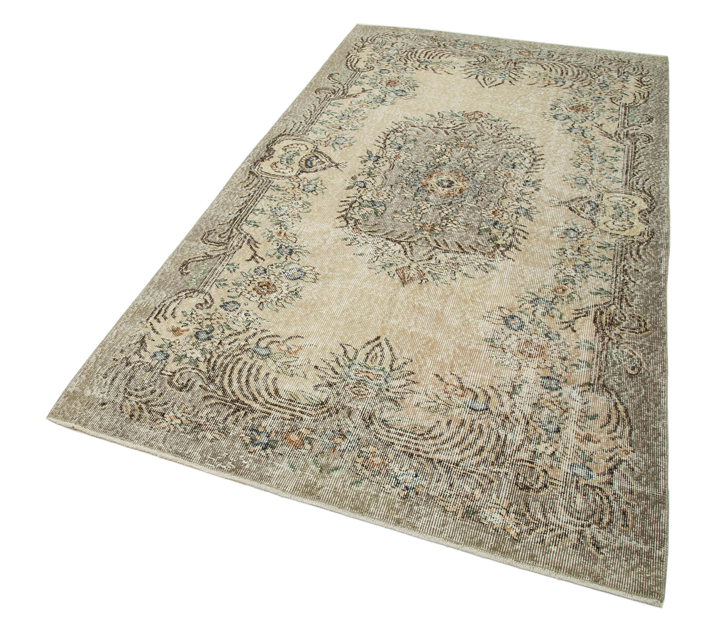 4x8 Beige Turkish Vintage Area Rug - 29780