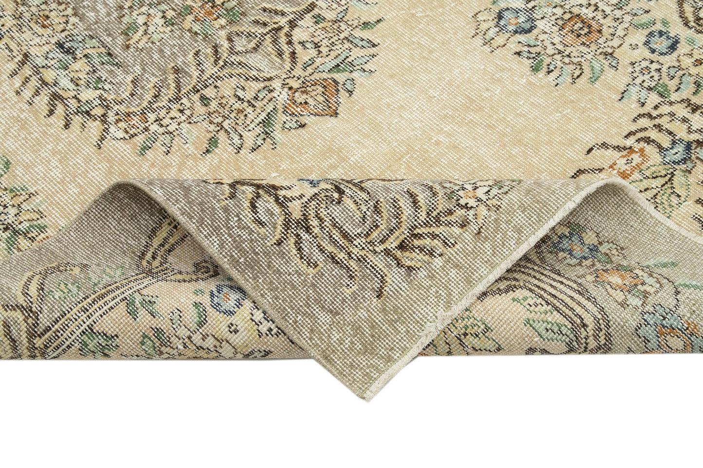 4x8 Beige Turkish Vintage Area Rug - 29780