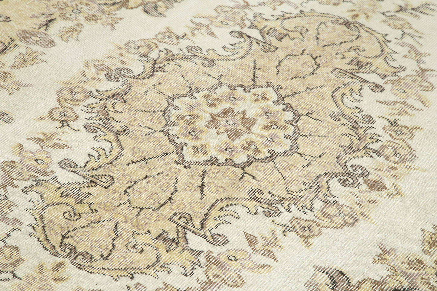 6x9 Beige Turkish Vintage Area Rug - 29787