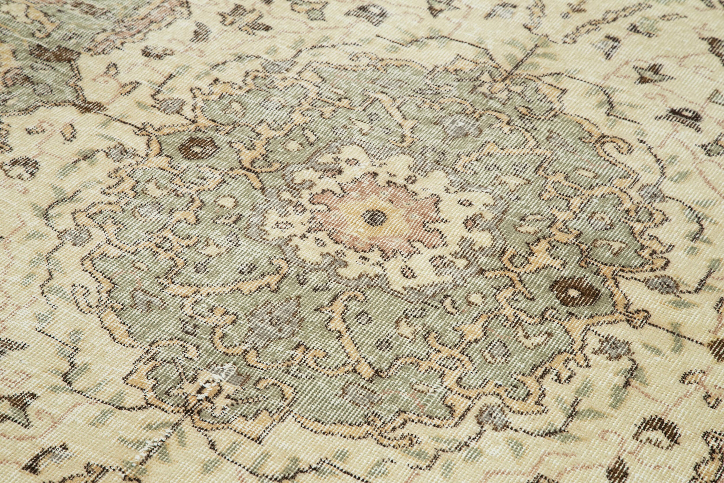 5x9 Beige Turkish Vintage Area Rug - 29792