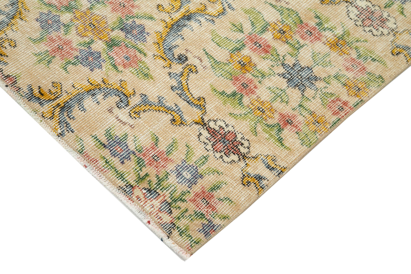 5x9 Beige Turkish Vintage Area Rug - 29797