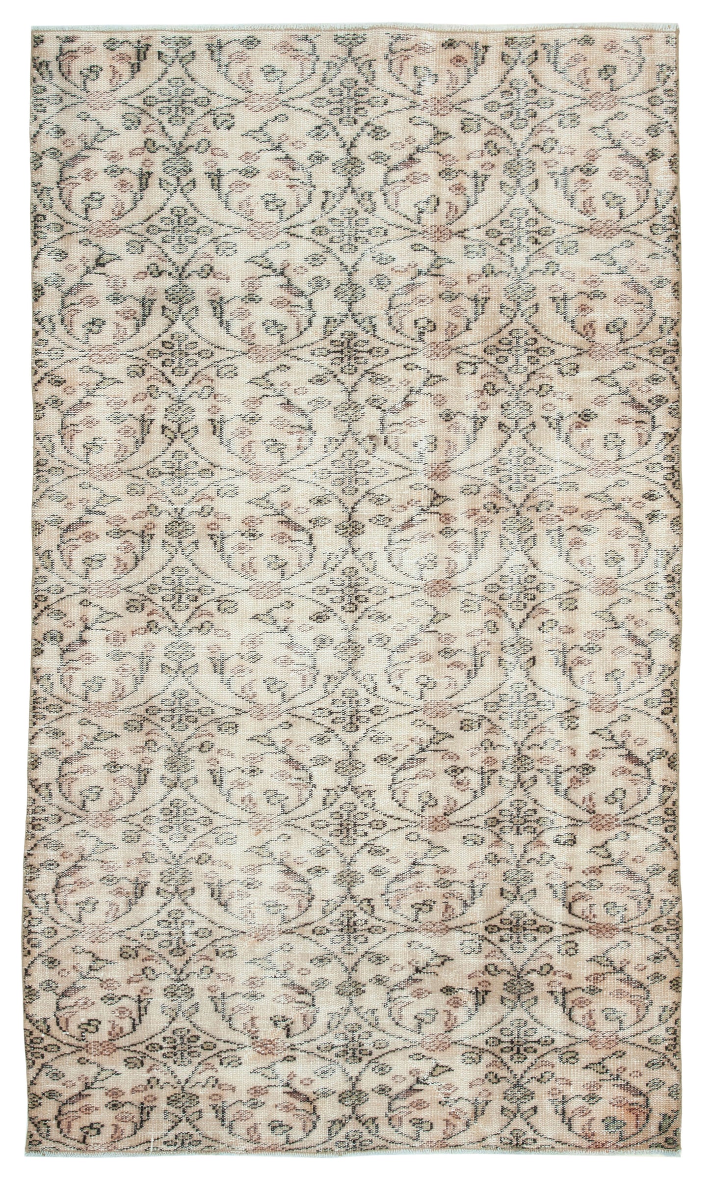 4x8 Beige Turkish Vintage Area Rug - 29810