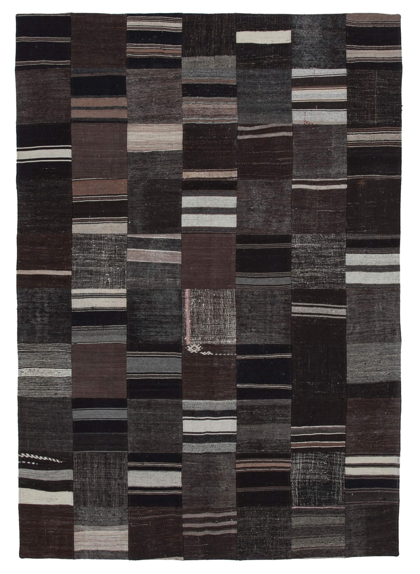 7x10 Brown Kilim Patchwork Rug - 30281