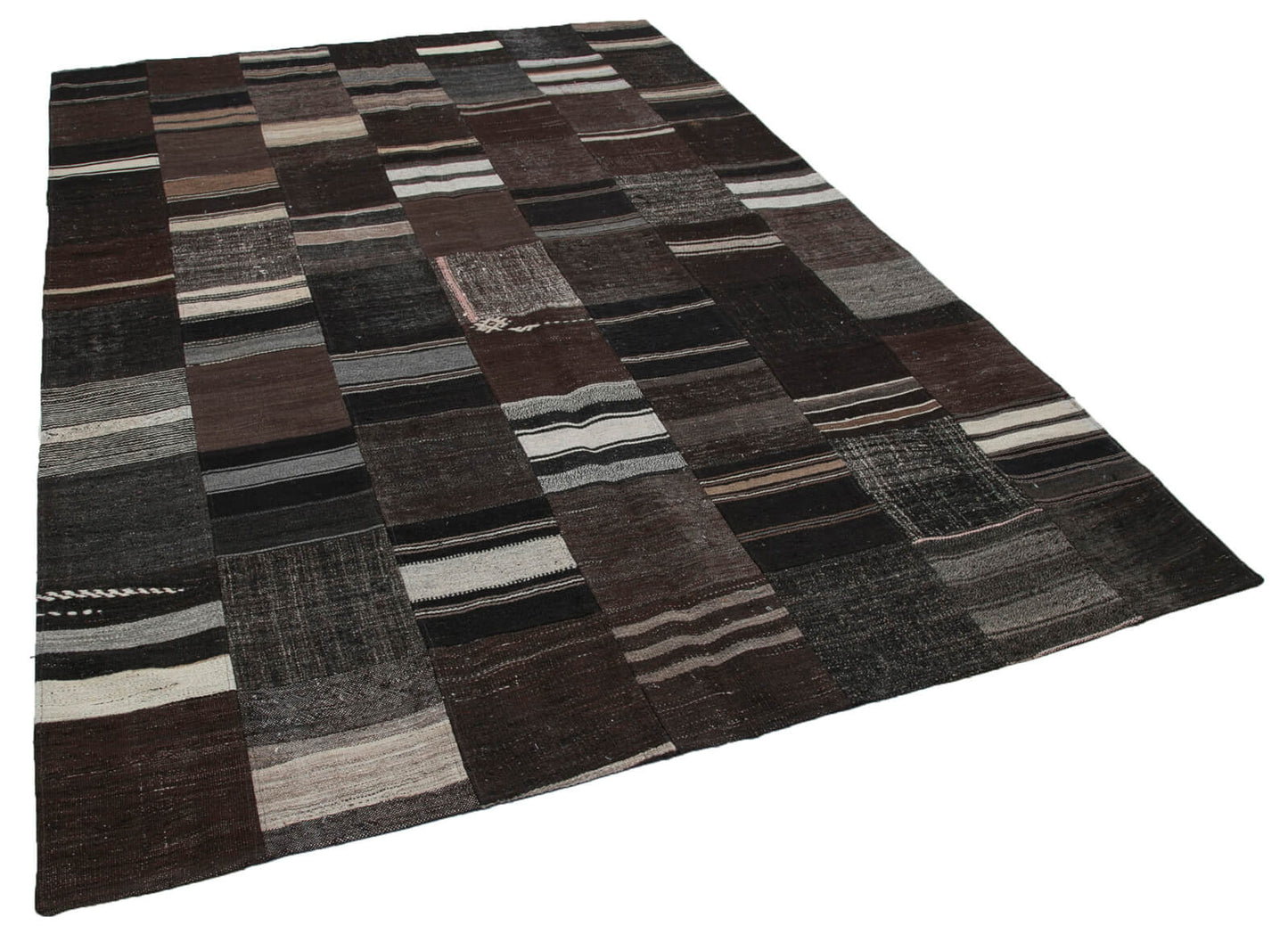 7x10 Brown Kilim Patchwork Rug - 30281