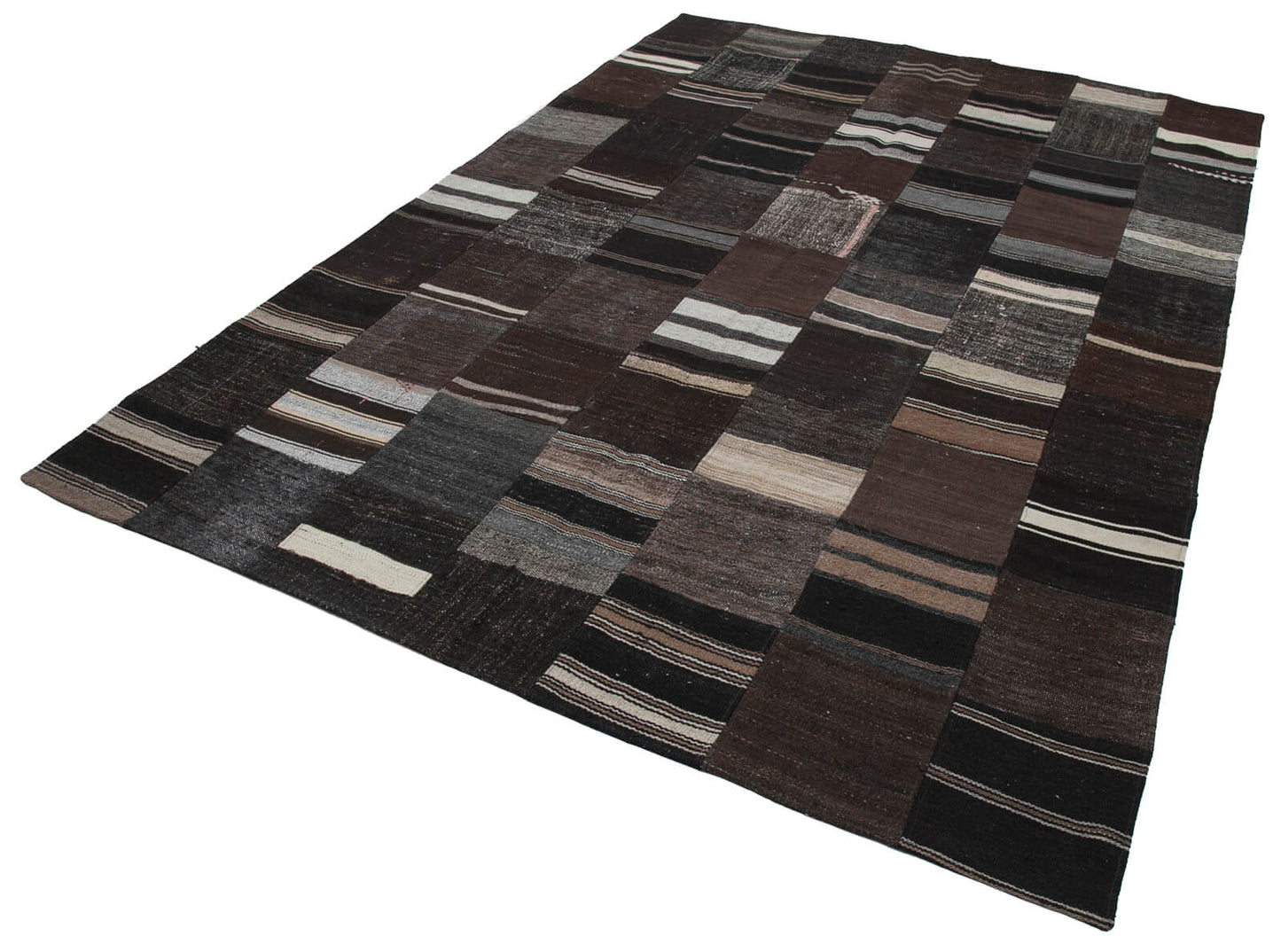 7x10 Brown Kilim Patchwork Rug - 30281