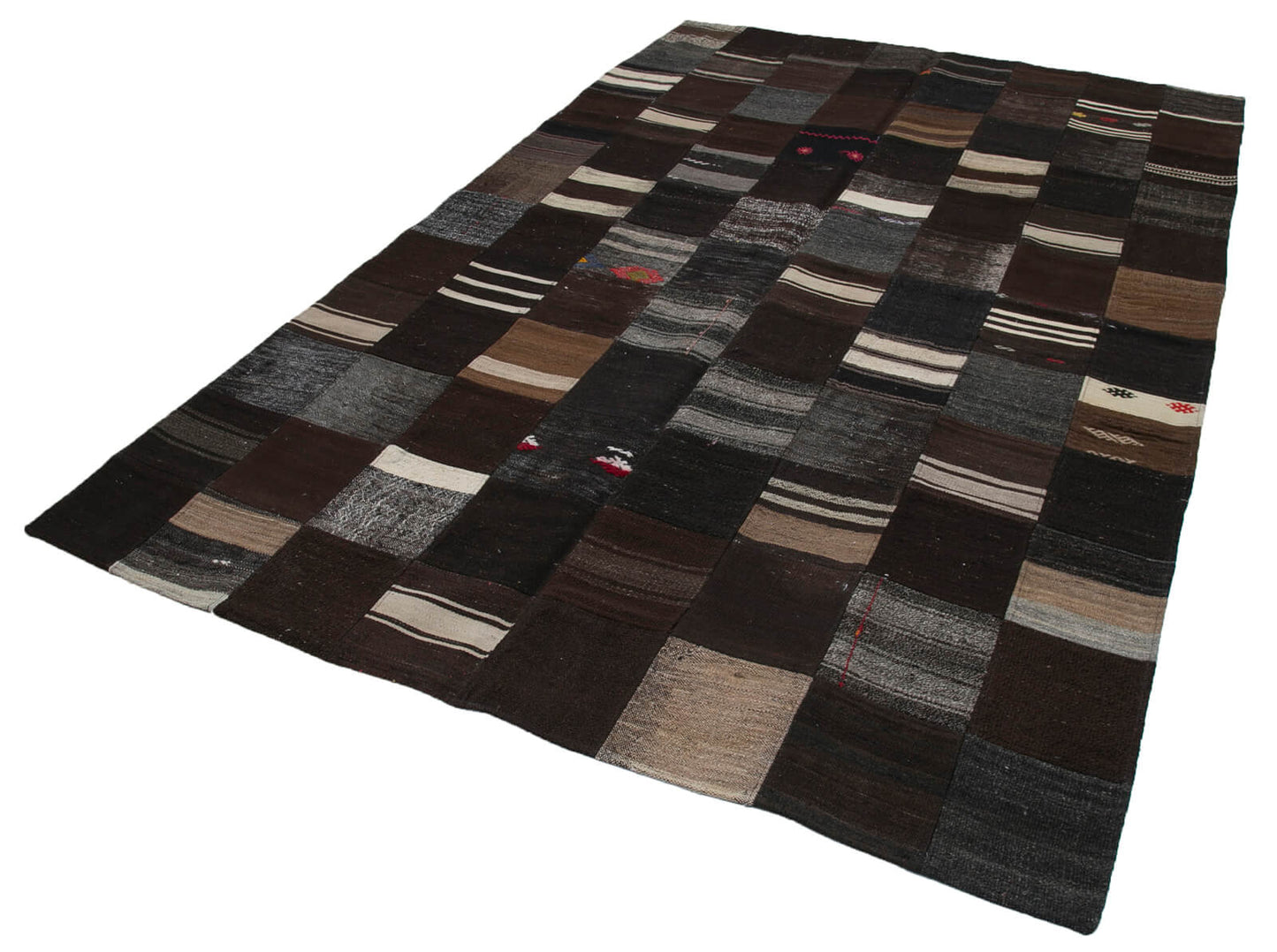 7x10 Brown Kilim Patchwork Rug - 30321